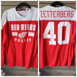Reebok Red and White Detroit Red Wings Zetterberg #40 Crewneck